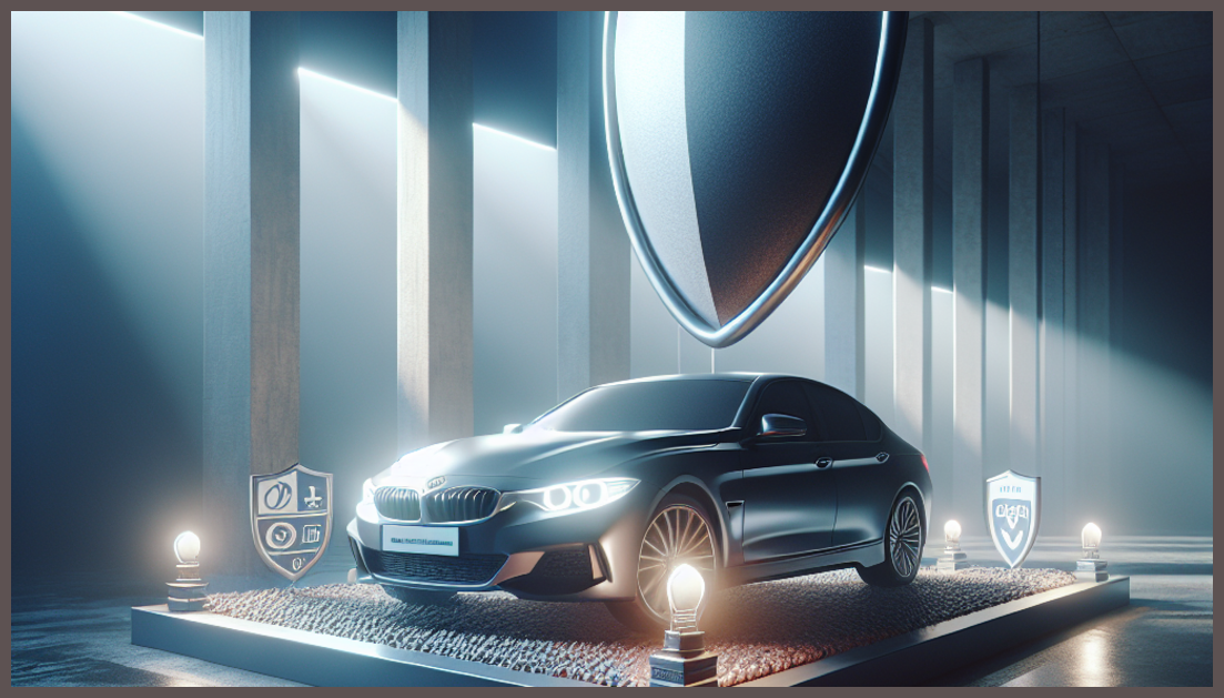 Symbolic representation of no deposit car insurance with a car and shield.