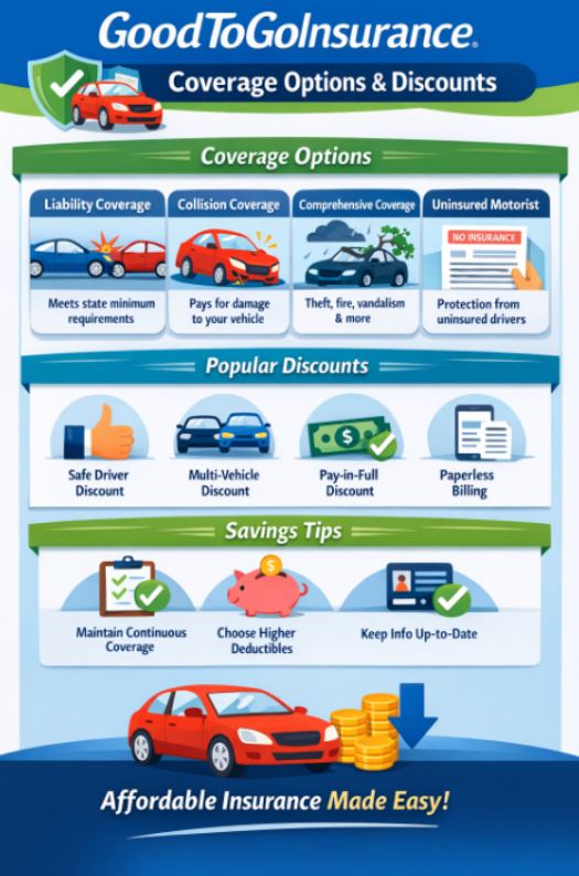 Goodtogoinsurance Coverage Options and Discounts